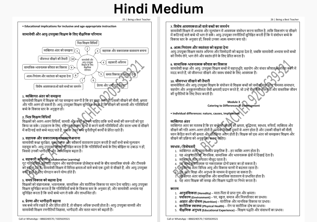 SNDT B.Ed. 1st Semester Notes (Set of All 5 Subjects)