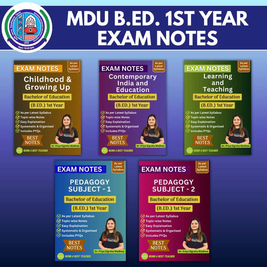 MDU B.Ed. 1st Notes (Set of All 5 Subjects)