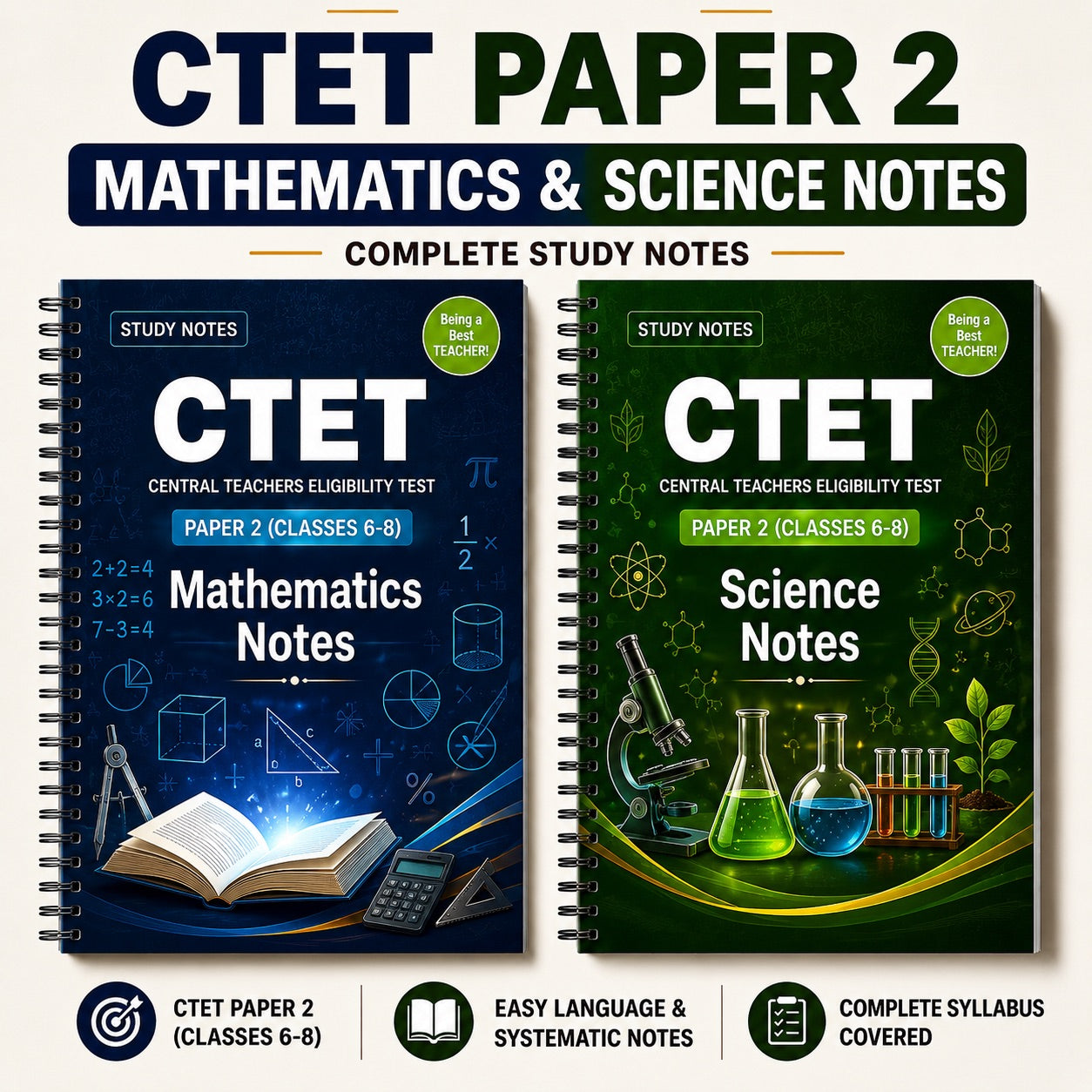 CTET Paper 2 Mathematics / Science Notes (Only 2 Booklets)