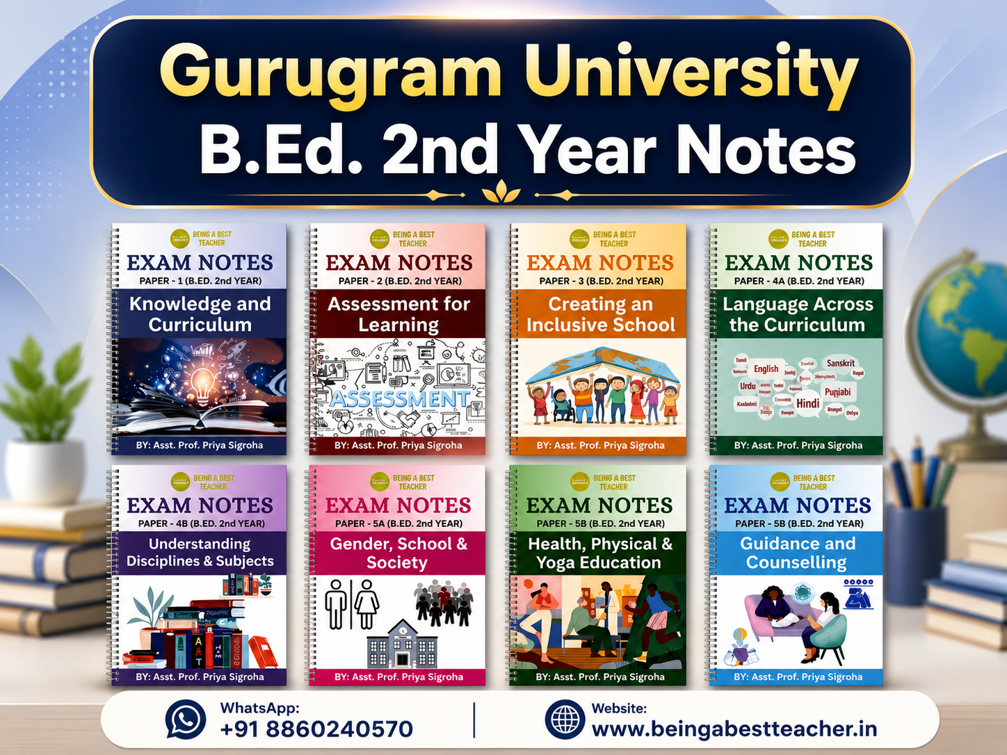 Gurugram University B.Ed. 2nd Year Notes (Set of All 7 Subjects)