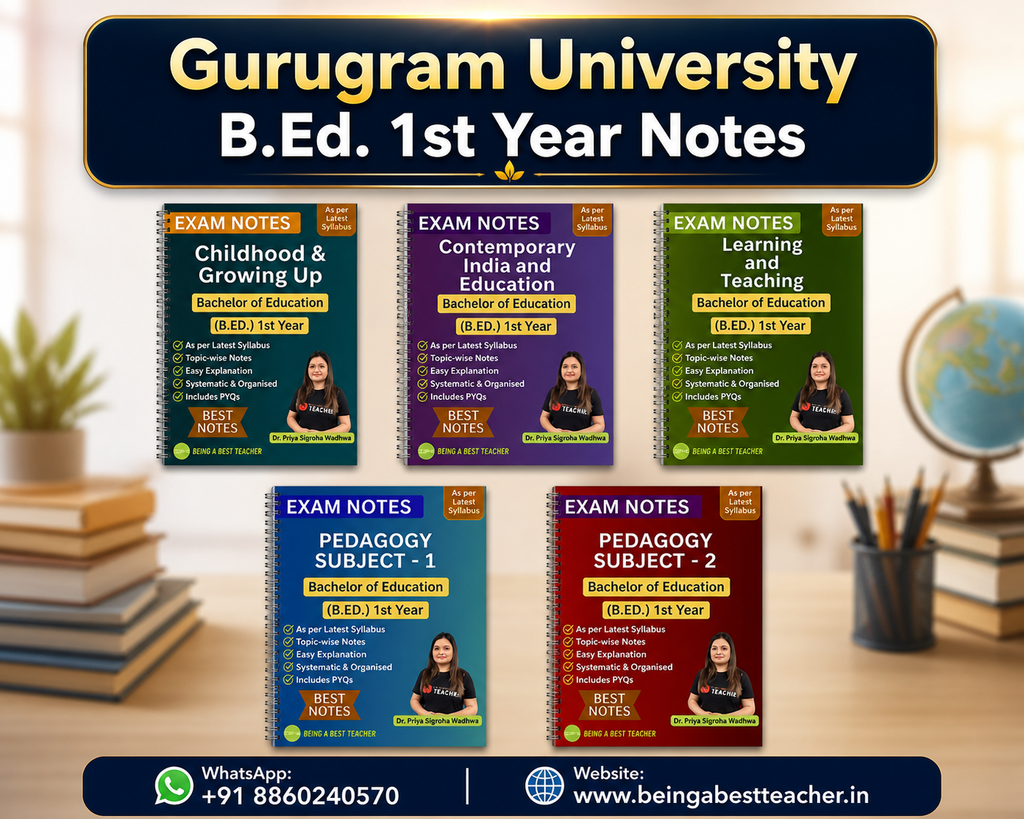 Gurugram University B.Ed. 1st Year Notes (Set of All 5 Subjects)