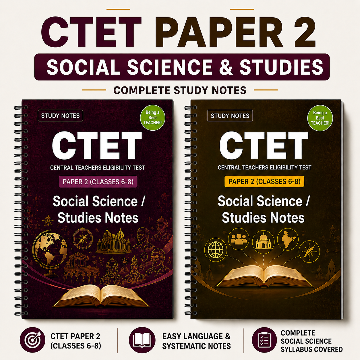 CTET Paper 2 Social Science / Studies Notes (Only 2 Booklets)