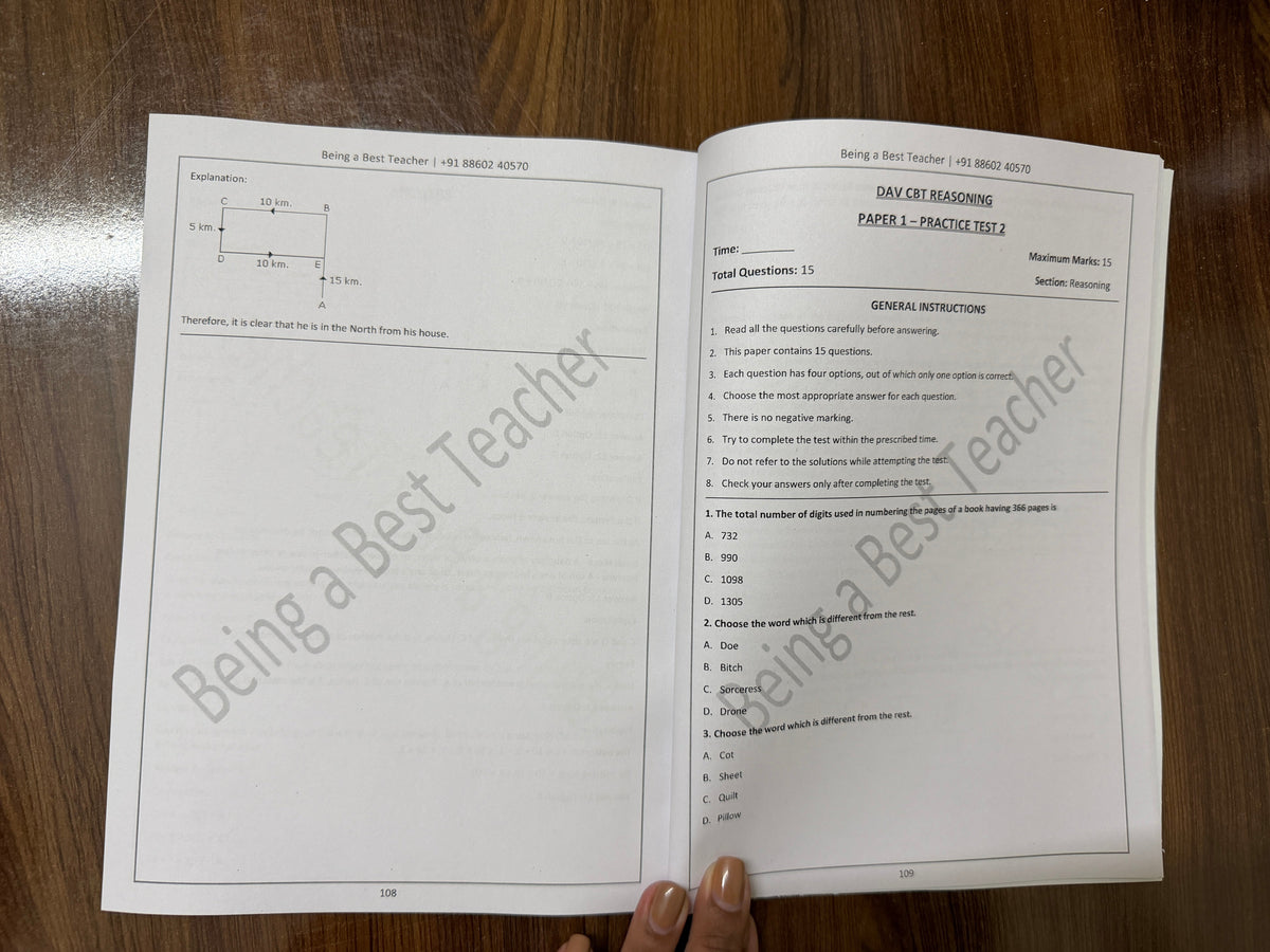 DAV CBT Exam Paper 1 – Reasoning Book