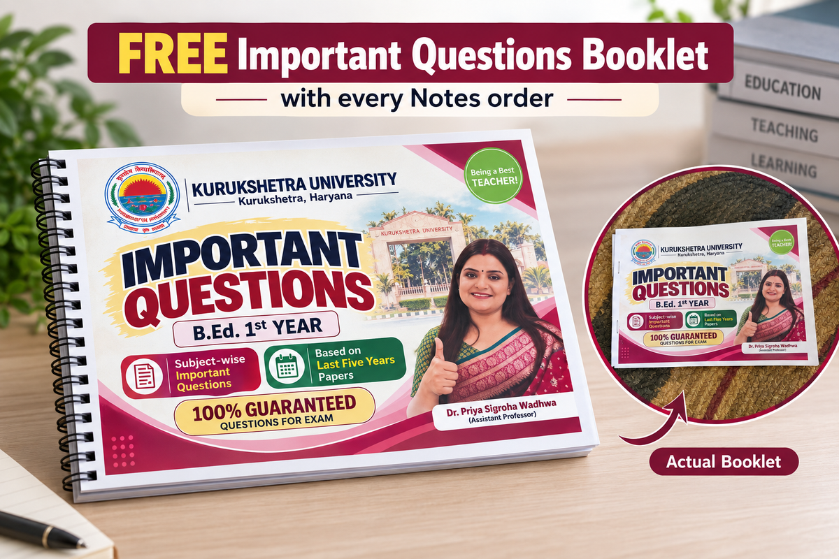KUK B.Ed. 1st Year Notes (Set of all 8 Subjects)