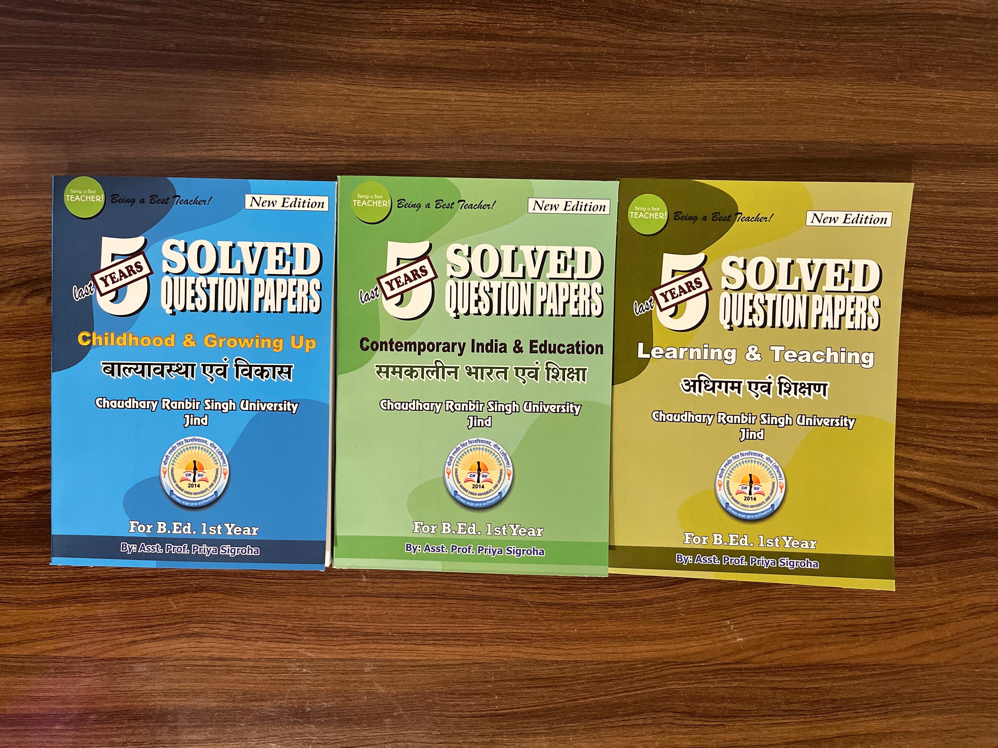 CRSU B.Ed. 1st Year - Previous 5 Year Solved Question Papers Book (Set of 5 Books)