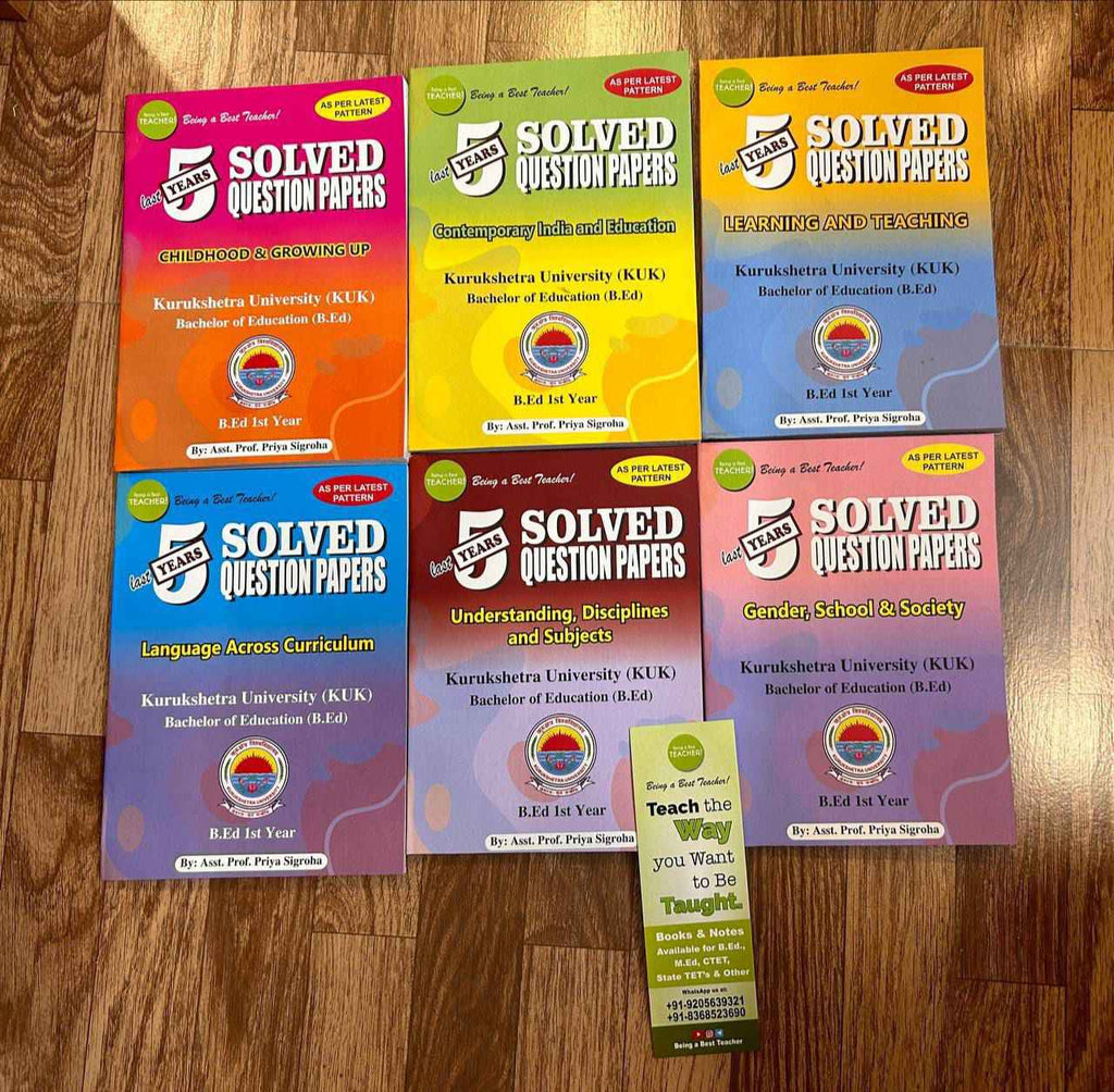 KUK B.Ed. 1st Year - Previous 5 Year Solved Question Papers Book (Set of 8 Books)