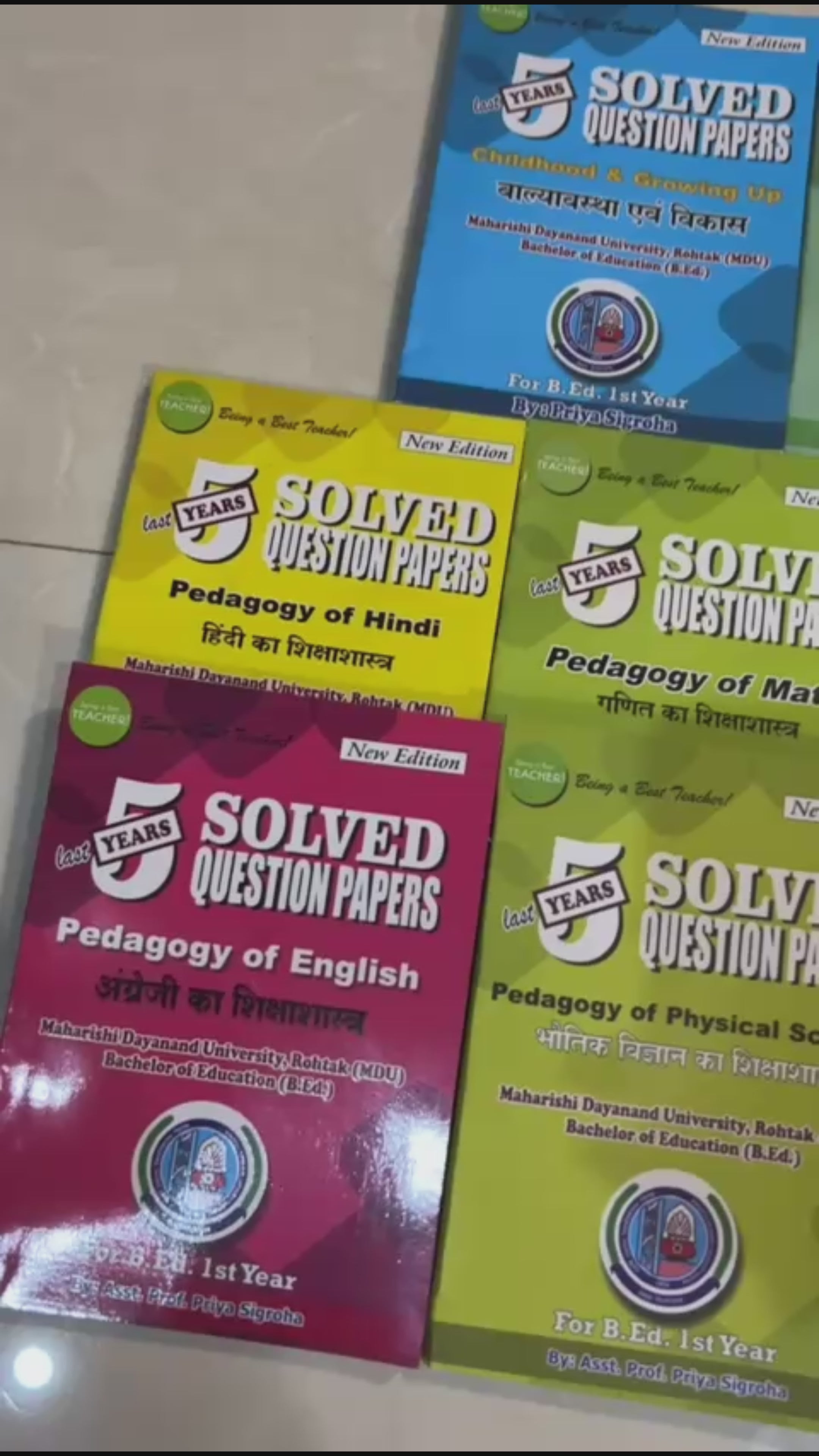MDU B.Ed. 1st Year Pervious 5 Year Solved Question Papers Books (Set of All 5 Subjects)