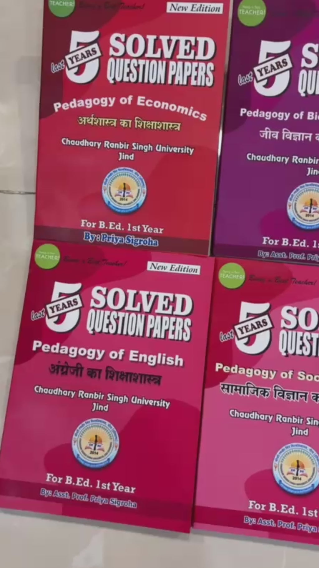 CRSU B.Ed. 1st Year - Previous 5 Year Solved Question Papers Book (Set of 5 Books)