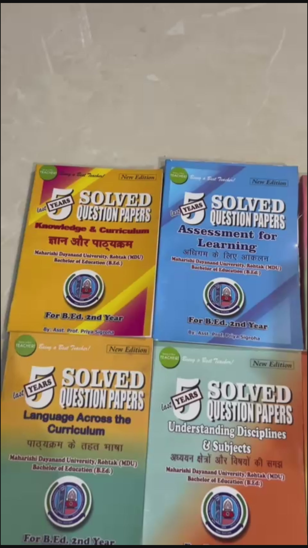 MDU B.Ed. 2nd Year Pervious 5 Year Solved Question Papers Books (Set of All 7 Subjects)