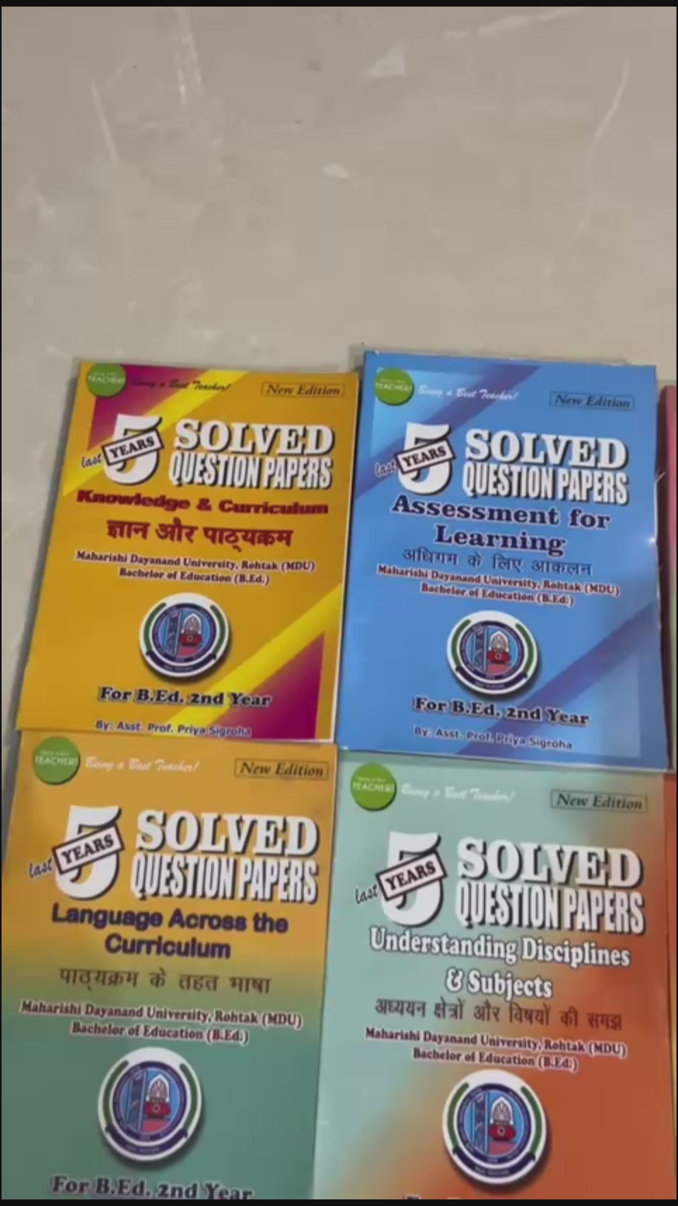 MDU B.Ed. 2nd Year Pervious 5 Year Solved Question Papers Books (Set of All 7 Subjects)